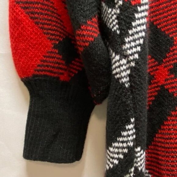 Cato Fashions Open Front Long Cardigan Duster Women's Large Black Red Plaid NWT - Picture 6 of 13